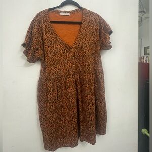 Zara Brown Animal Print Mini Dress